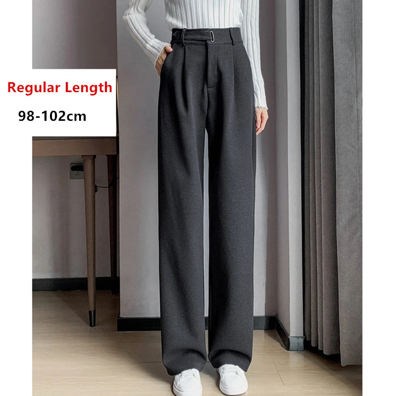 Calça Larga de Lã Engrossada Seoulish