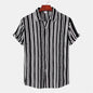 Camisa Estilo Havaiano Listrada e Xadrez em Preto e Branco