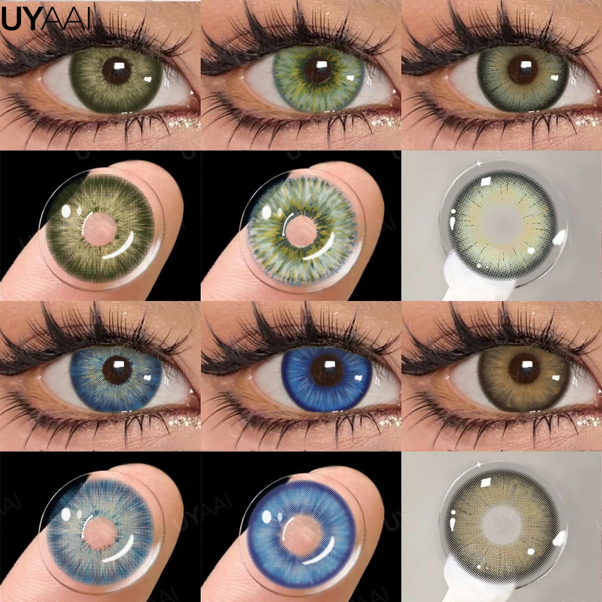 Lentes para Olhos Azuis, Verdes Naturais, Castanhos e Cinzas