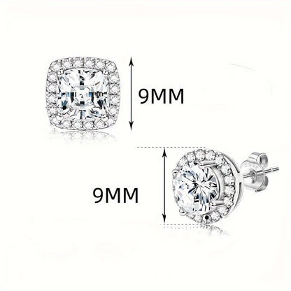 Conjunto de Brincos Redondos e Quadrados com Diamante