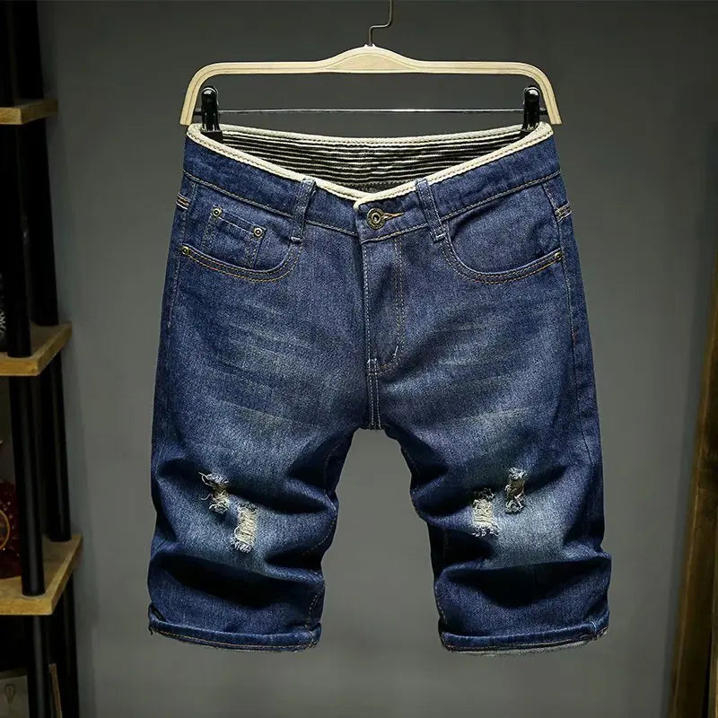 Bermuda Jeans Slim Fit com Elasticidade em Tecido Fino