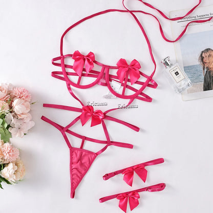 Conjunto de Calcinha e Sutiã Push Up com Bordado