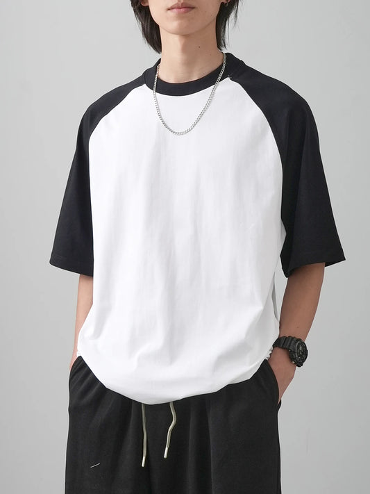 Camiseta de Algodão com Retalhos de Cores de Manga Curta