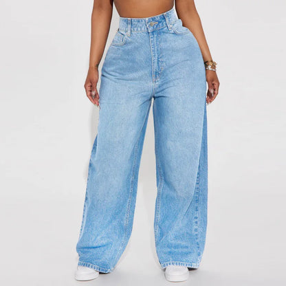 Calça Jeans de Perna Reta Cintura Alta