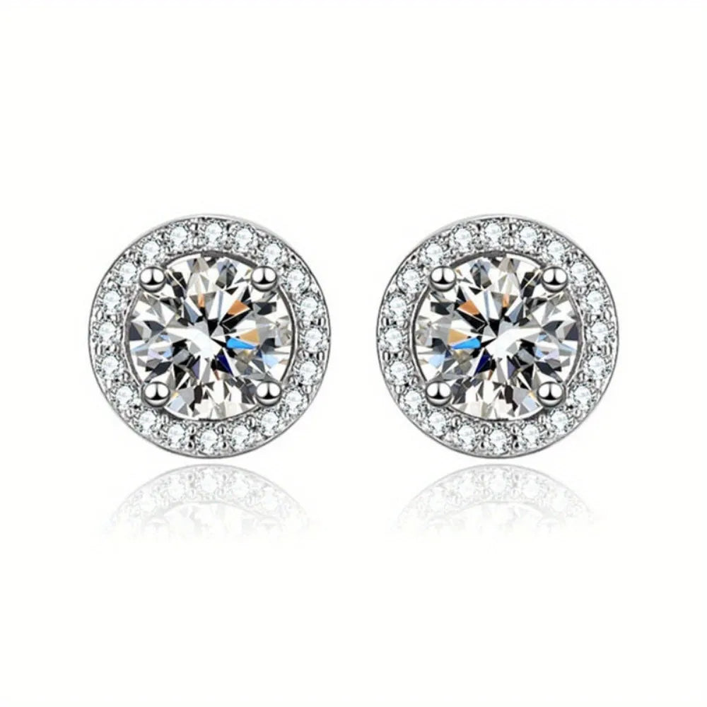 Conjunto de Brincos Redondos e Quadrados com Diamante