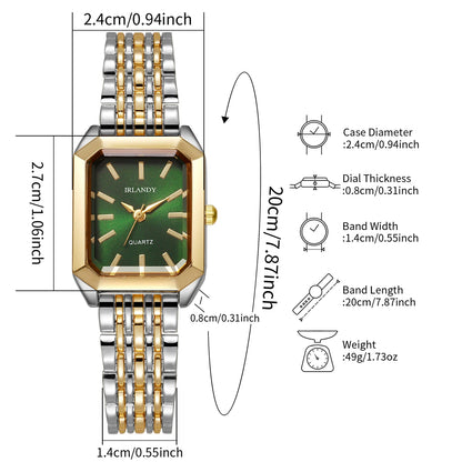 Relógio Feminino Retangular com Pulseira de Aço
