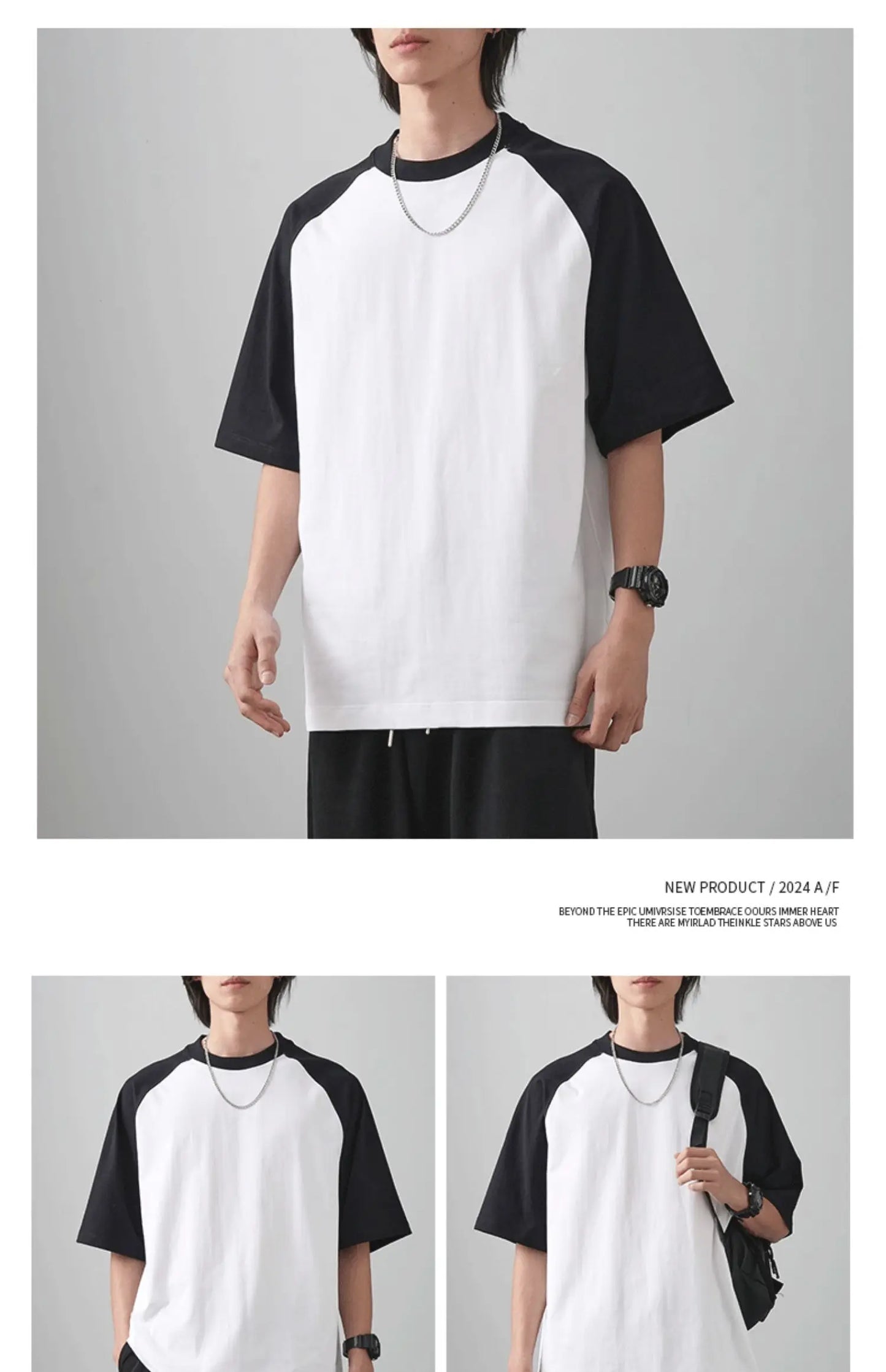 Camiseta de Algodão com Retalhos de Cores de Manga Curta
