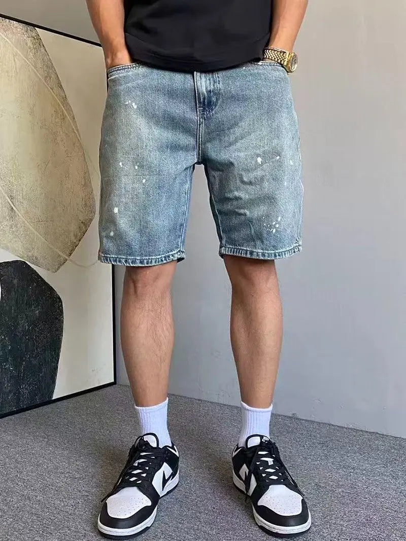 Bermudas Jeans Masculinas de Verão Estilo American High Street