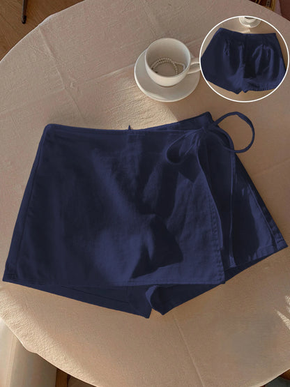 Saia-Short Femininas de Linho