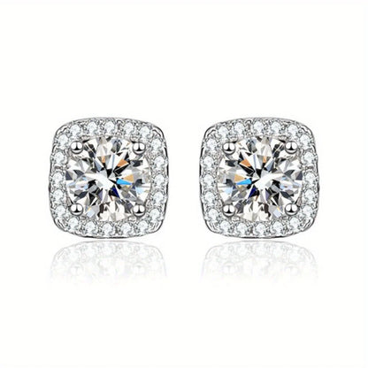Conjunto de Brincos Redondos e Quadrados com Diamante