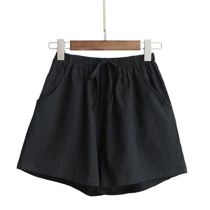 Short Feminino de Algodão e Linho de Cintura Alta