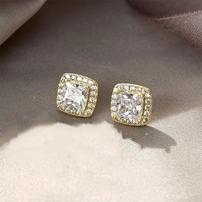 Conjunto de Brincos Redondos e Quadrados com Diamante
