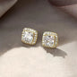 Conjunto de Brincos Redondos e Quadrados com Diamante