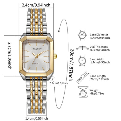 Relógio Feminino Retangular com Pulseira de Aço