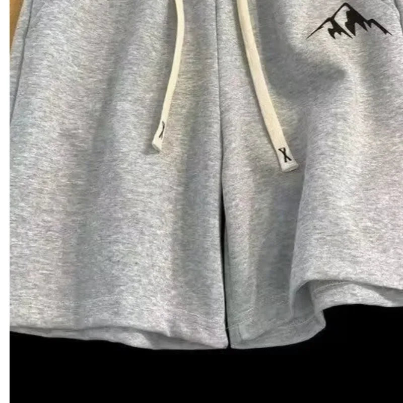 Shorts Oversized Casuais Estilo Chinês
