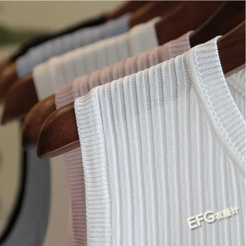Blusas Casuais Finas Sem Mangas