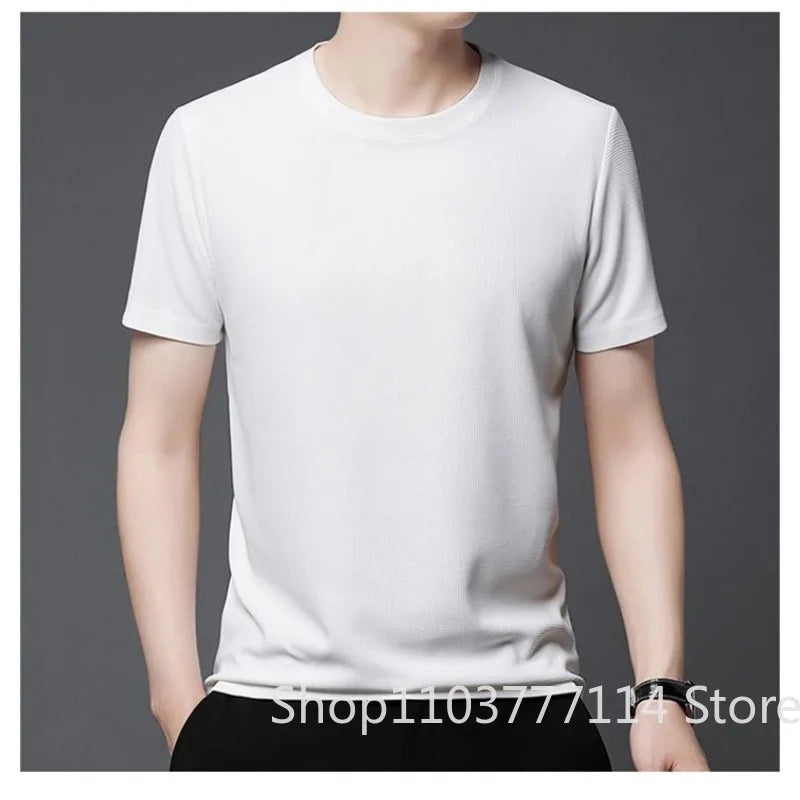 Camiseta de Manga Curta em Tecido Waffle