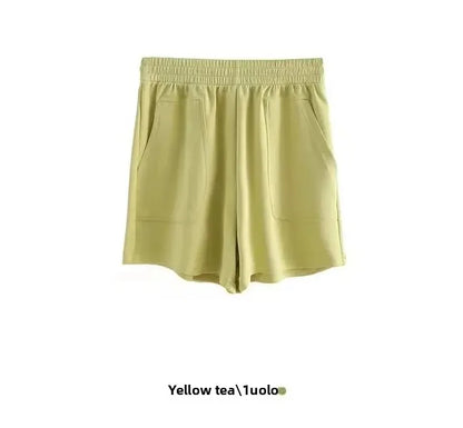 Shorts Esportivo de Tecido Fino de Cintura Alta Solta