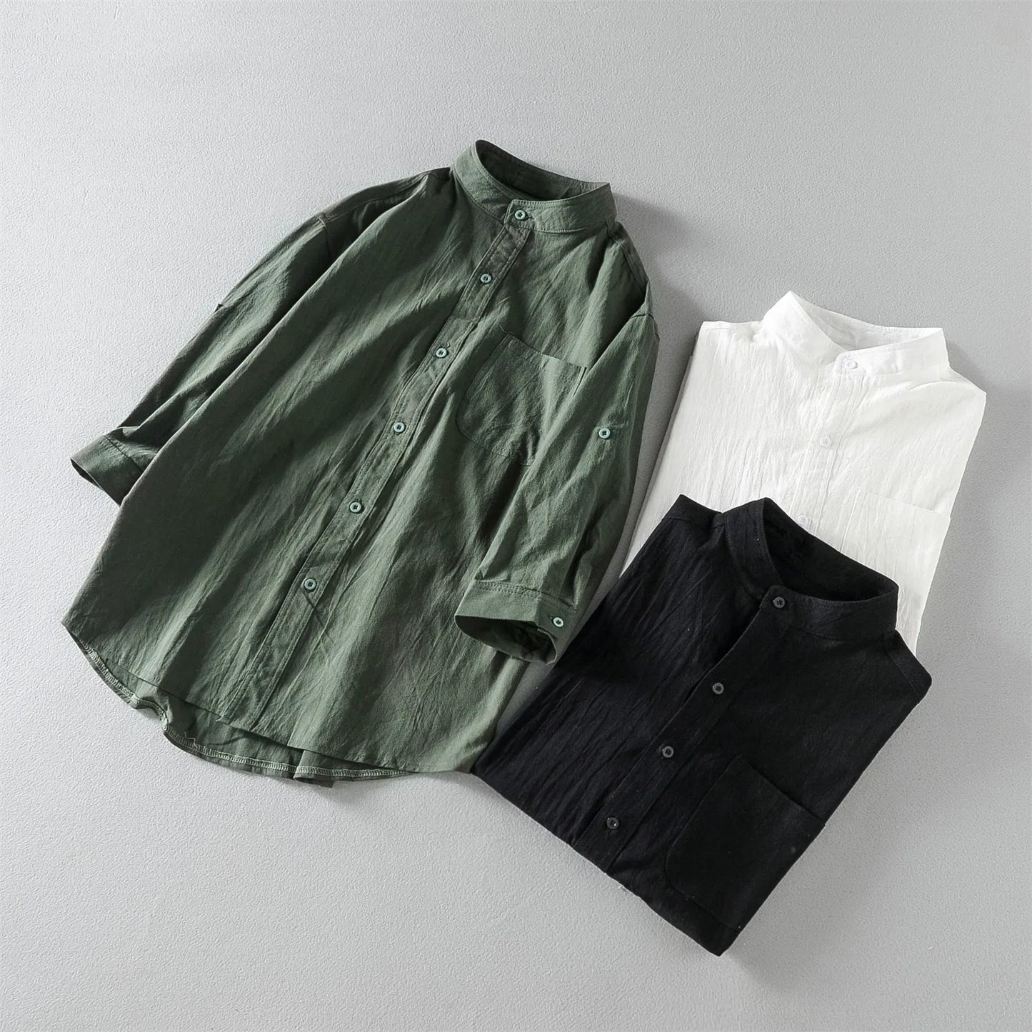 Camisa Estilo Casual com Gola Padre