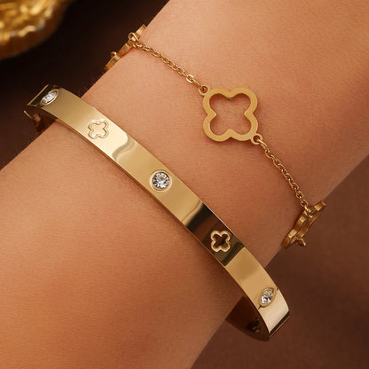 Conjunto de Pulseiras Francesas com Trevo da Sorte