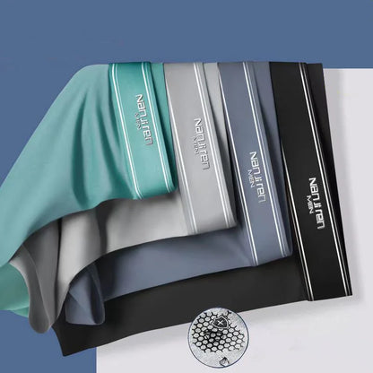 Kit com 4 Unidades de Cuecas Boxer Masculinas em Seda Gelo