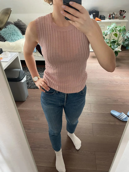 Blusas Casuais Finas Sem Mangas