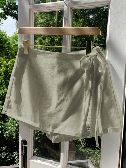 Saia-Short Femininas de Linho