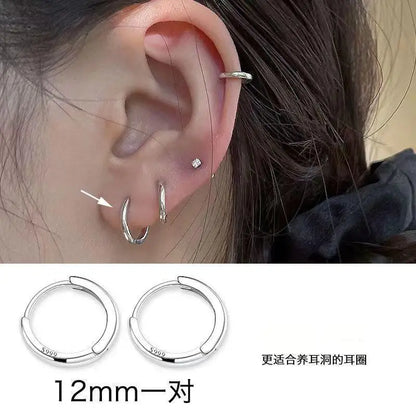 Conjunto de 3 Pares de Brincos de Argola Huggie Minimalistas em Aço