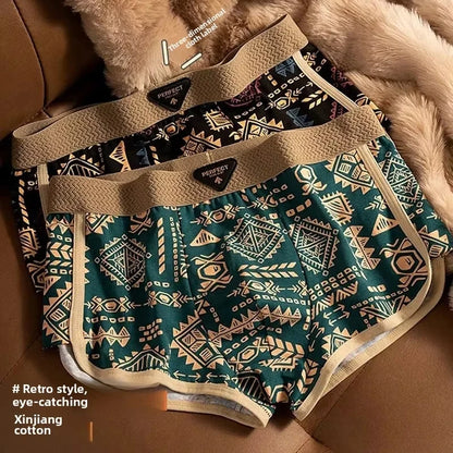 Cuecas Boxer Masculinas em Estilo Retrô Étnico