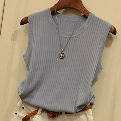 Blusas Casuais Finas Sem Mangas