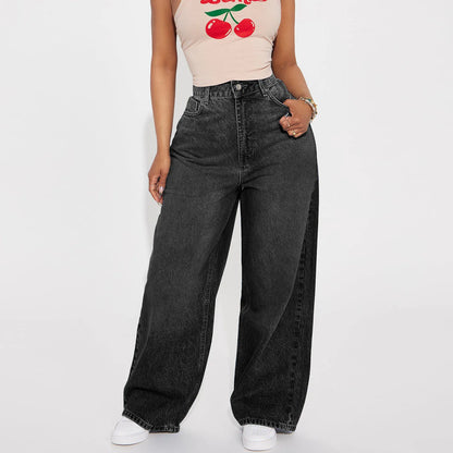 Calça Jeans de Perna Reta Cintura Alta