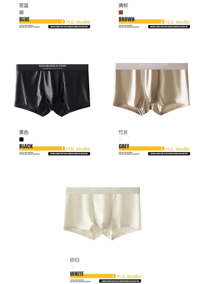 Kit 1 ou 3 Unidades de Cuecas Boxer em Seda Gelo e Cetim