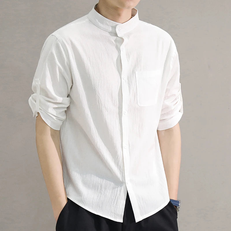 Camisa Estilo Casual com Gola Padre