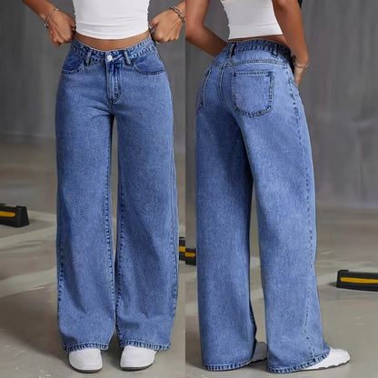 Jeans Femininos de Cintura Alta e Modelagem Larga (Loose Fit) com Perna Reta