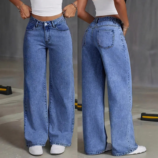 Jeans Femininos de Cintura Alta e Modelagem Larga (Loose Fit) com Perna Reta
