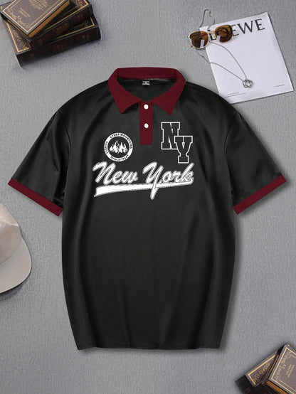 Camisa Polo com Estampa de Letras