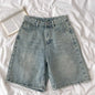 Short Jeans Feminino Retrô de Lavagem Desbotada