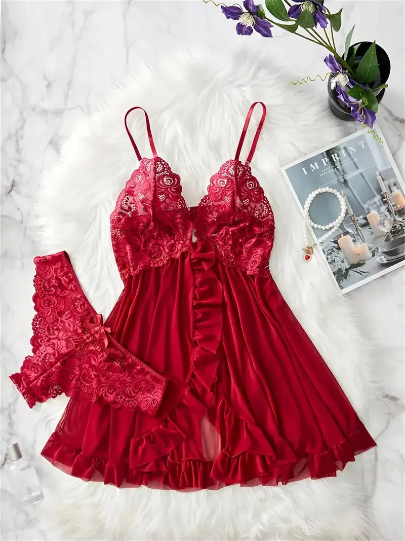 Conjunto de Lingerie Azul com Renda