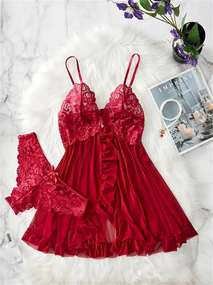 Conjunto de Lingerie Azul com Renda