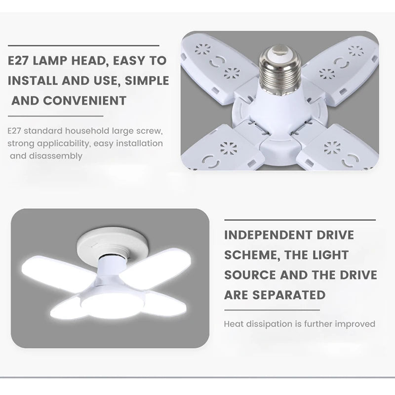 Lâmpada LED Dobrável em Formato de Ventilador