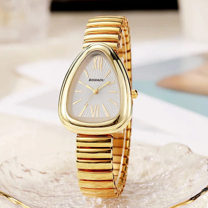 Relógio Feminino Dourado de Alta Qualidade com Pulseira Elástica
