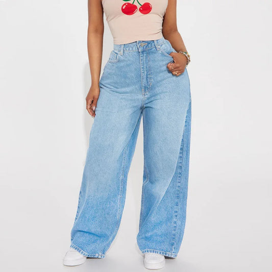 Calça Jeans de Perna Reta Cintura Alta