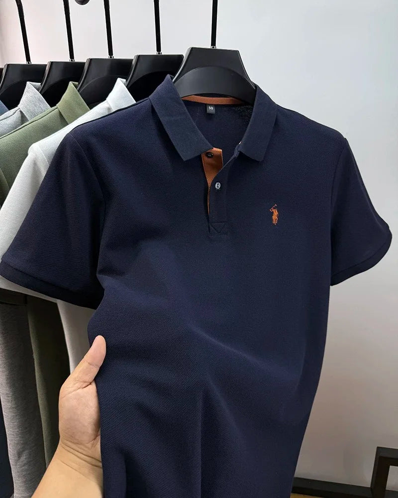Camisa Polo 100% Algodão com Bordado de Cavalo