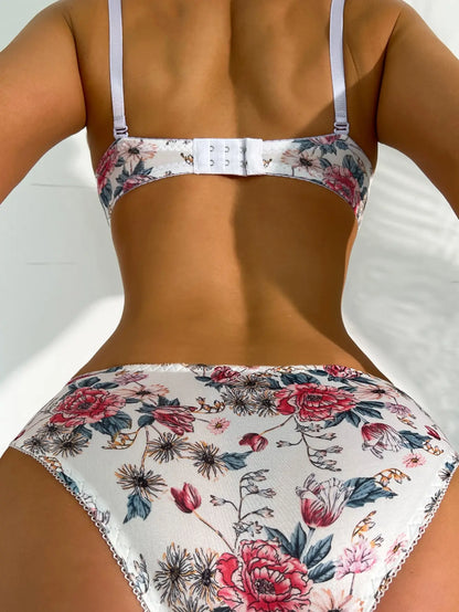 Conjunto de Lingerie Feminina de 2 Peças Estampada