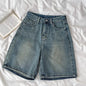 Short Jeans Feminino Retrô de Lavagem Desbotada