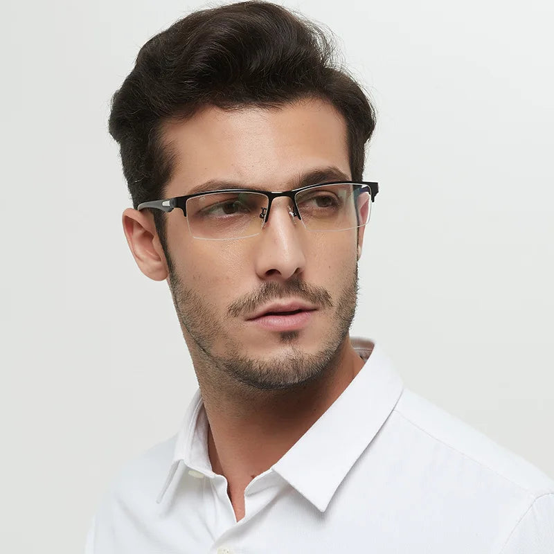 Óculos de Grau Unissex com Armação de Meio Aro