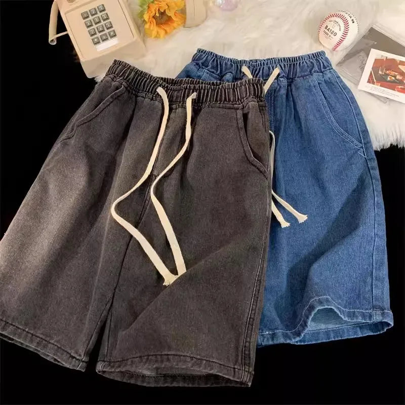 Bermuda Jeans Casual de Cintura Baixa