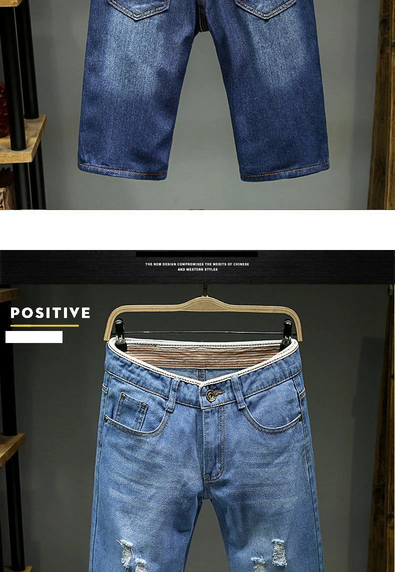 Bermuda Jeans Slim Fit com Elasticidade em Tecido Fino
