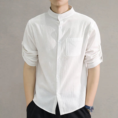 Camisa Estilo Casual com Gola Padre