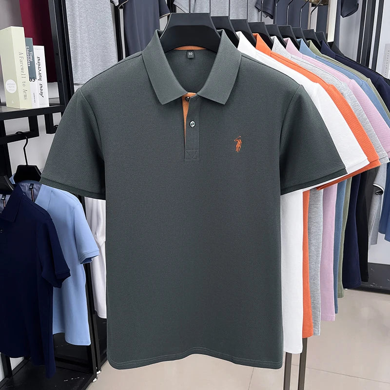 Camisa Polo 100% Algodão com Bordado de Cavalo